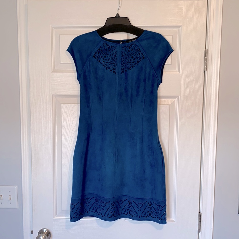 Laundry blue suede short dress. Size 4